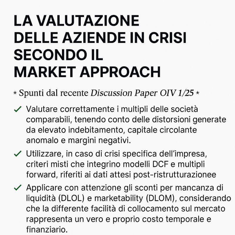 La valutazione delle aziende in crisi secondo il Market Approach