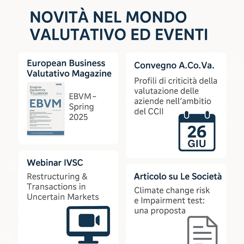 Novità e approfondimenti dal mondo della valutazione aziendale